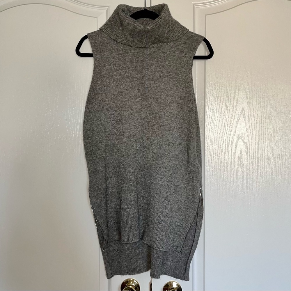 Seven Sisters Grey Sleevless Turtleneck with Side Zips